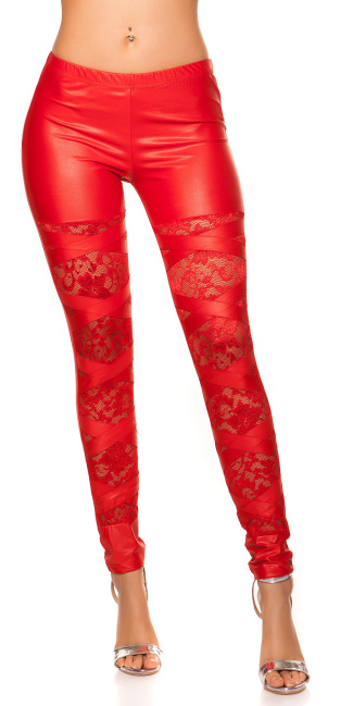 Leggins with lace Red